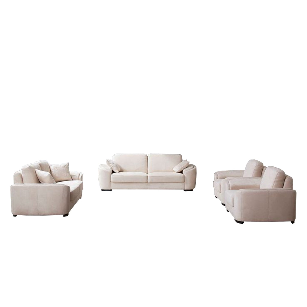 Natural Wood Living Room 4 Pieces - Beige