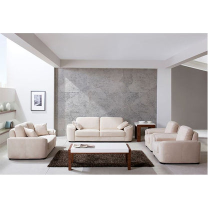 Natural Wood Living Room 4 Pieces - Beige