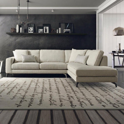 Natural Wood L-Shape Sofa - Beige