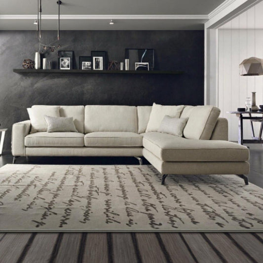 Natural Wood L-Shape Sofa - Beige