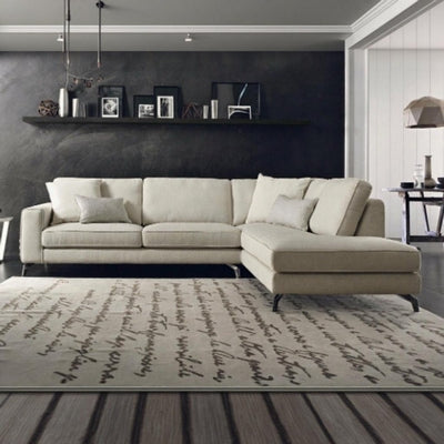 Natural Wood L-Shape Sofa - Beige