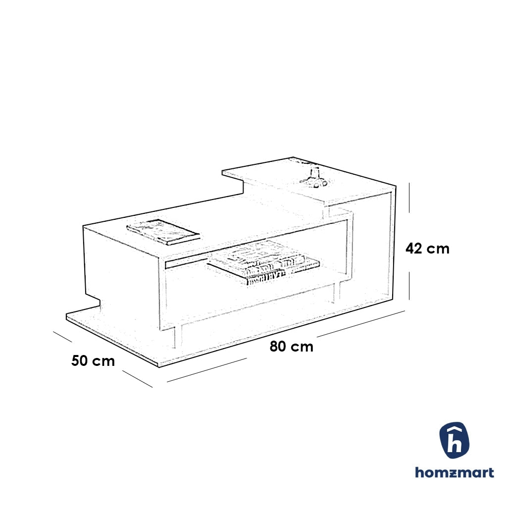 European Union Wood Coffee Table White - 42x80x50 cm