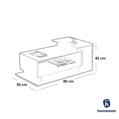 European Union Wood Coffee Table White - 42x80x50 cm
