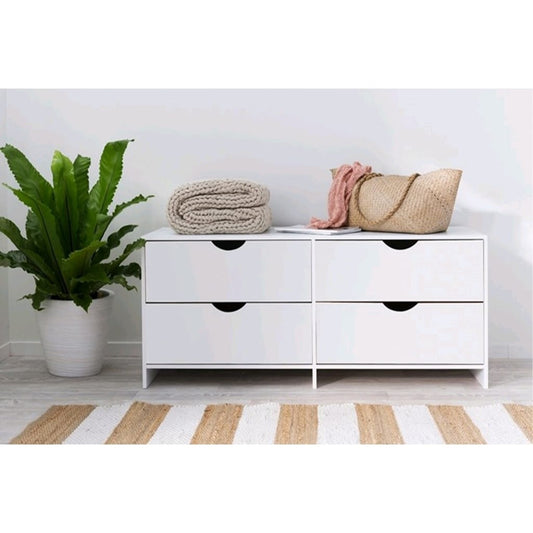 European Union Wood Drawers Unit 4 Drawers White - 50x100x50 cm