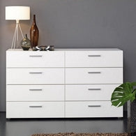European Union Wood Drawers Unit 8 Drawers White - 90x120x40 cm