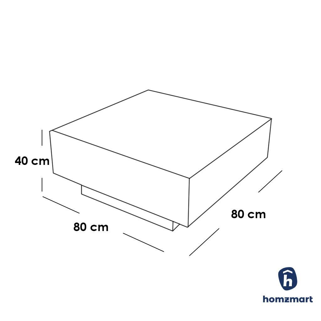 European Union Wood and Glass Center Table Brown - 80x80x40 cm