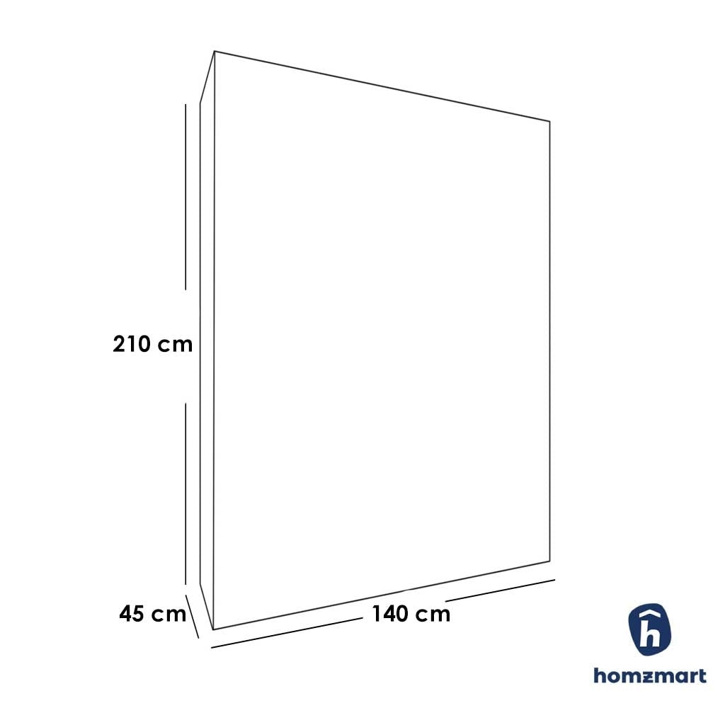 European Union Wood Wardrobe 3 Shelves - White - 210×140×45 Cm