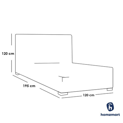 Natural wood and European union wood and Velvet Fabric Single Bed 120×120x195 cm - Beige