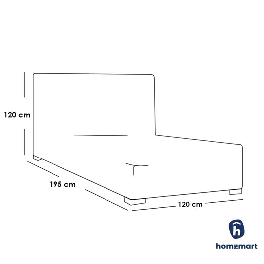 Natural wood and European union wood and Velvet Fabric Single Bed 120x120x195 cm - Off White