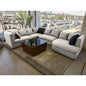 Natural Wood and Linen fabric U-Shape Sofa - Grey
