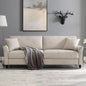 Natural Wood and Linen Fabric 2 Seater Sofa - Beige