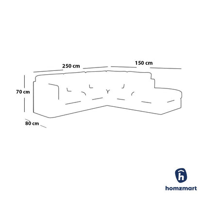 Natural Wood and Velvet L-Shape Sofa - Grey