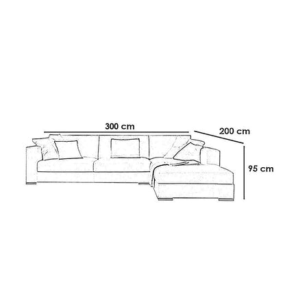 Natural Wood and Linen L-Shape Sofa - White