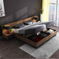 MDF King Bed With 2 Commodes - Brown and Grey