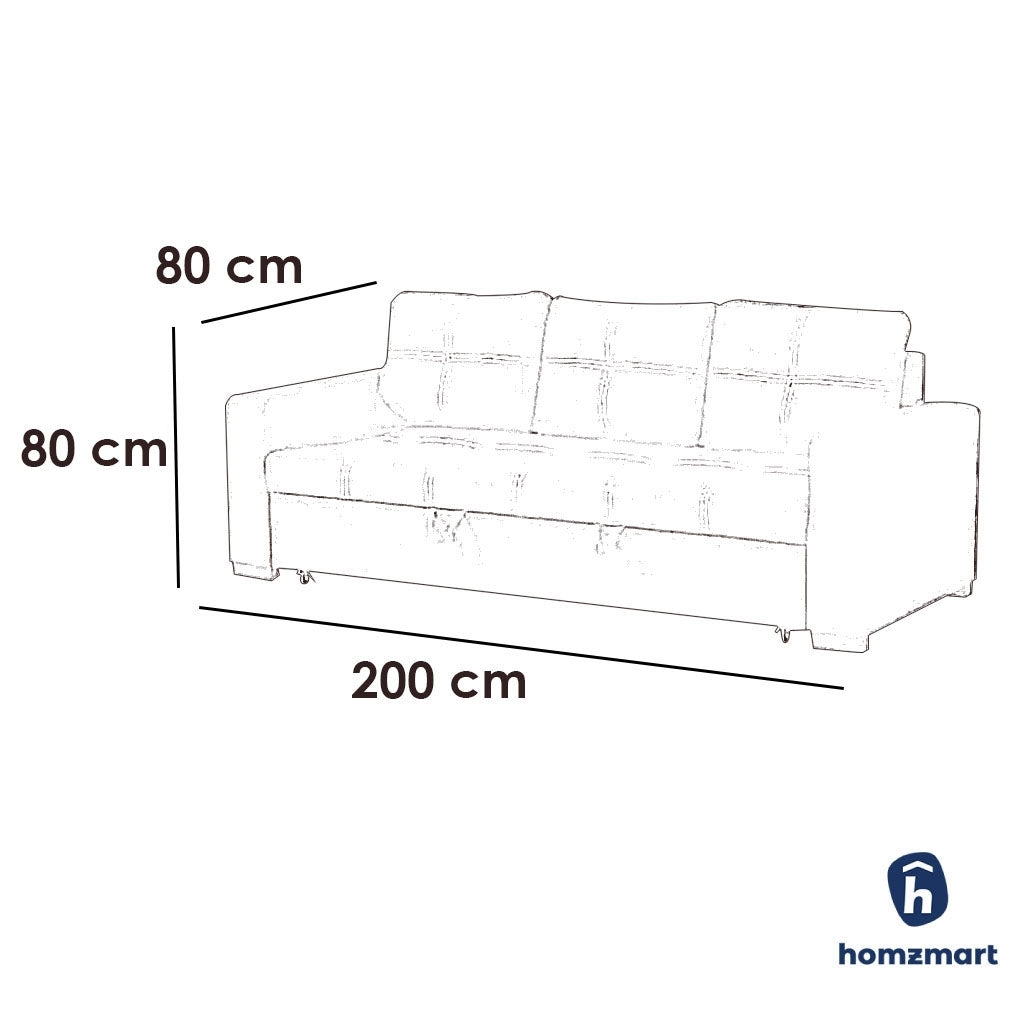 Natural Wood and linen Sofa Bed - grey