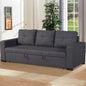 Natural Wood and linen Sofa Bed - grey