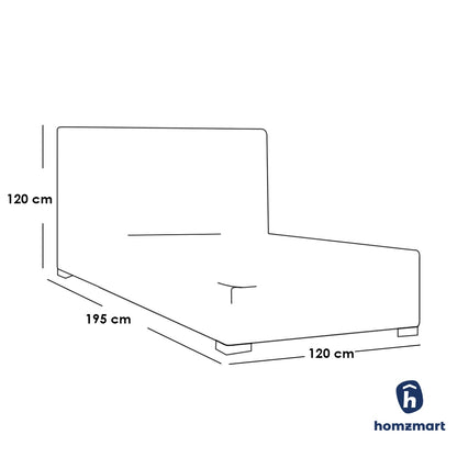MDF and Velvet fabric Single Bed 120x120x195 cm - Cashmere