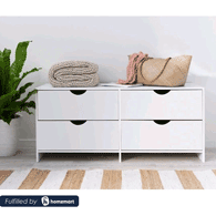 European Union Wood Drawers Unit 4 Drawers White - 50x100x50 cm