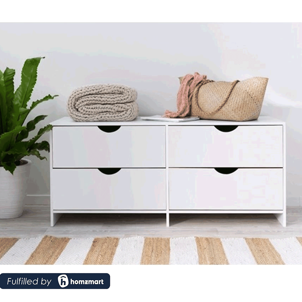 European Union Wood Drawers Unit 4 Drawers White - 50x100x50 cm