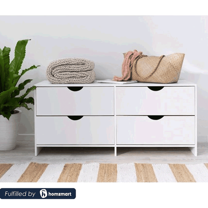 European Union Wood Drawers Unit 4 Drawers White - 50x100x50 cm
