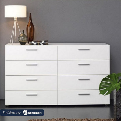 European Union Wood Drawers Unit 8 Drawers White - 90x120x40 cm