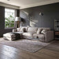 Natural Wood and Linen L-Shape Sofa - Beige
