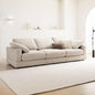 Natural Wood and Velvet 3 Seater Sofa - Beige