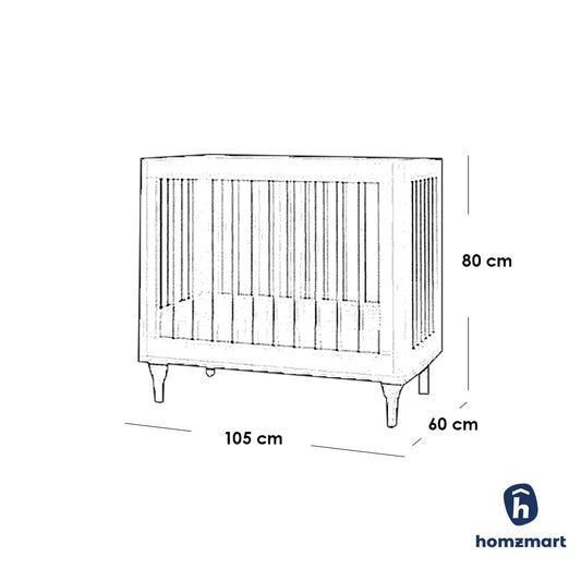 Baby Crib Musky Wood 80x60x105 cm- White and Beige