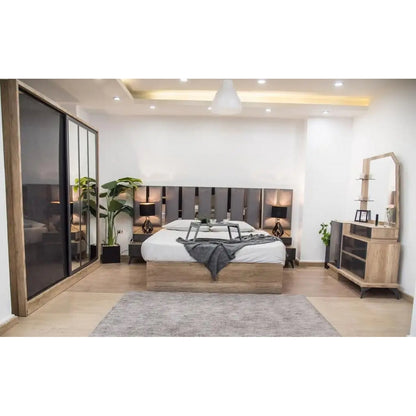 European Union Wood Bedroom Sets 5 pieces - Brown and Grey