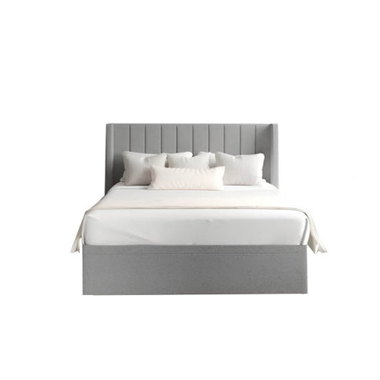 Natural wood and European union wood and Velvet Fabric Single Bed 120x120x195 cm - Grey