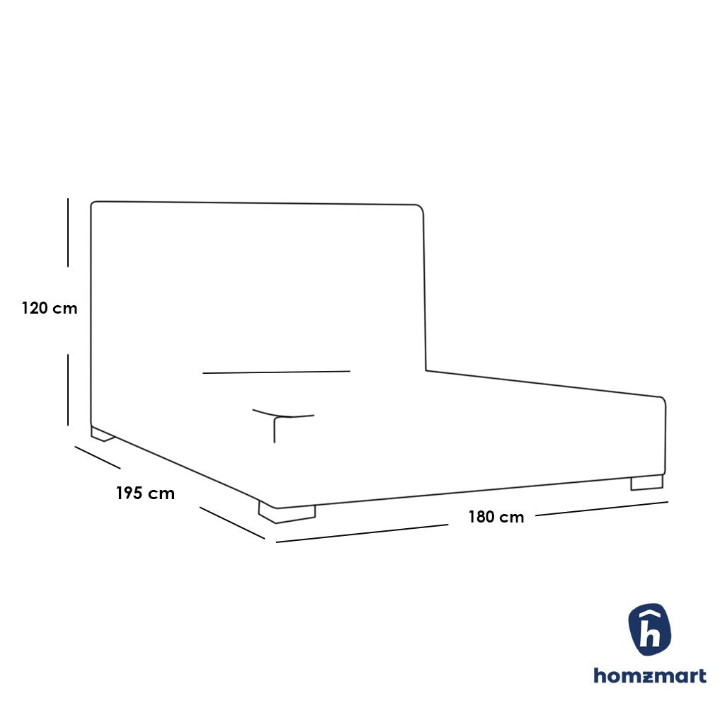 Natural wood and European union wood and Velvet Fabric Super King Bed 120×180×195 cm - Beige