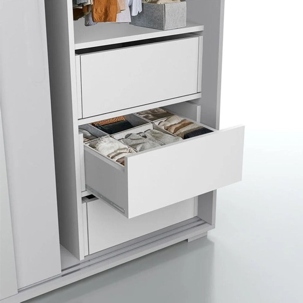 European Union Wood Wardrobe 3 Shutters White - 180x180x60 cm