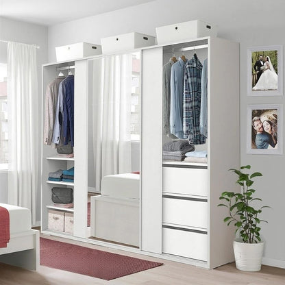 European Union Wood Wardrobe 3 Shutters White - 180x180x60 cm