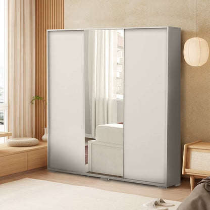 European Union Wood Wardrobe 3 Shutters White - 180x180x60 cm