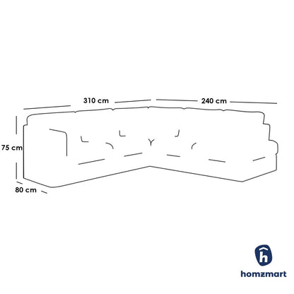 Natural Wood and Linen fabric U-Shape Sofa - Blue