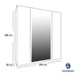 European Union Wood Wardrobe 3 Sliding Shutters With Mirror Beige - 240×200×50 cm