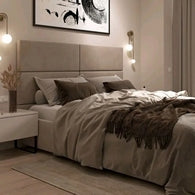MDF Wood and Velvet King Bed 120×160×195 cm - Beige
