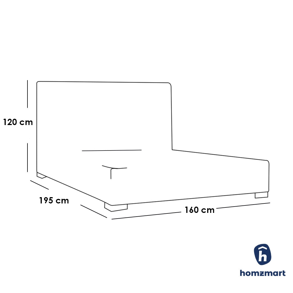 MDF Wood and Velvet King Bed 120×160×195 cm - Beige