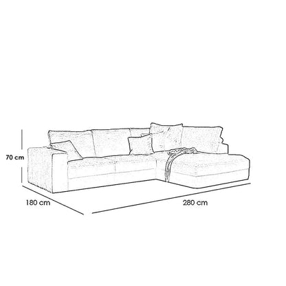 Natural Wood and Linen Wodd L-Shape Sofa - Grey