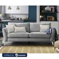 Natural Wood and Velvet Fabric 2 Seater Sofa - Grey