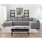 Natural Wood and Linen Fabric L-Shape Sofa - Grey