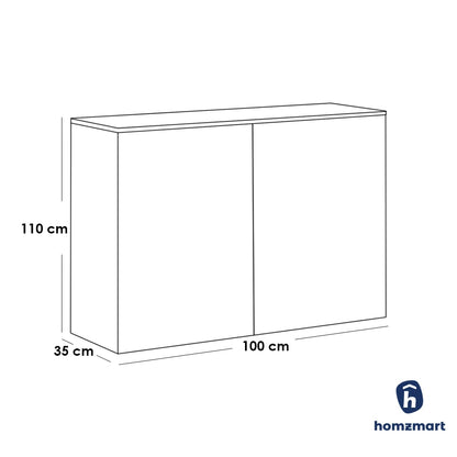 European Union Wood Shoe Rack 2 Shutters and 5 Shelves Brown and White - 100x110x35 cm