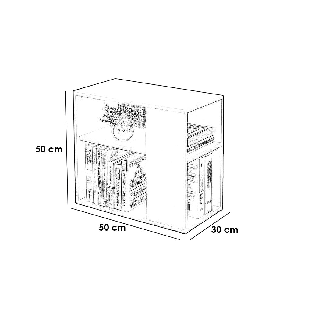 European Union Wood Side Table White - 50 x 50 x 30 cm