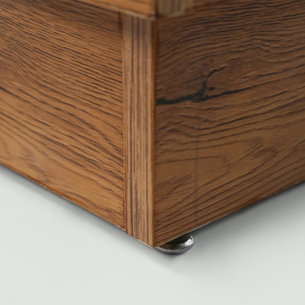 European Union Wood and Glass Center Table Brown - 80x80x40 cm