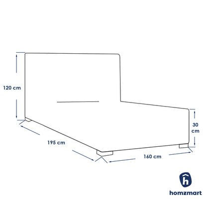 MDF and Velvet Fabric King Bed 120x195x160 cm - Beige