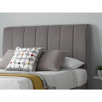 Natural Wood and Velvet Fabric King Bed 120×160×200 cm - Grey