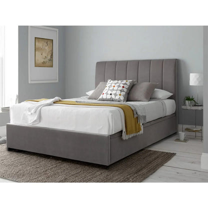 Natural Wood and Velvet Fabric King Bed 120×160×200 cm - Grey