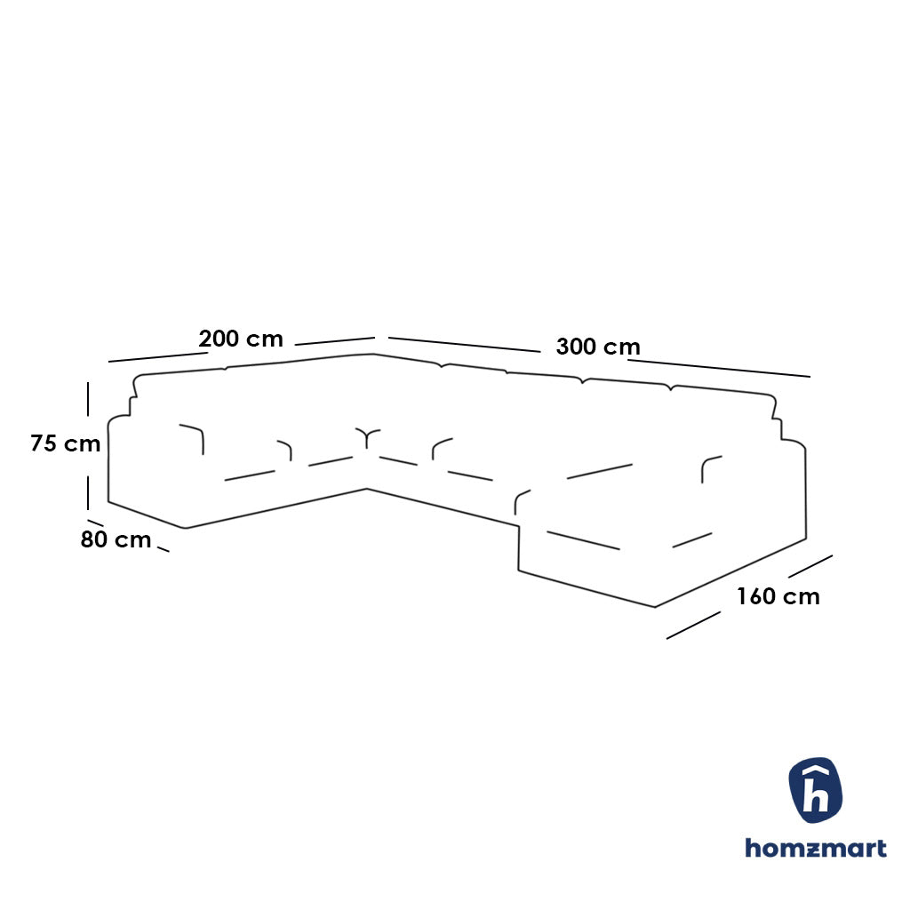 Natural Wood and Linen U-Shape Sofa - Beige