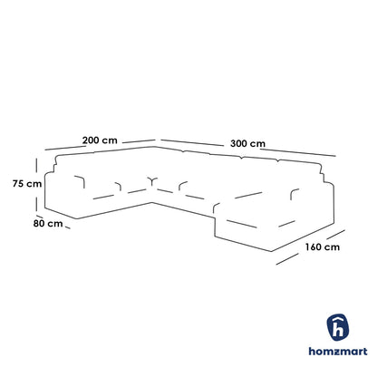 Natural Wood and Linen U-Shape Sofa - Beige