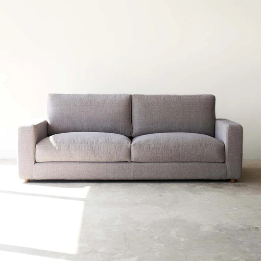 Beech Wood and Linen Fabric 2 Seaters Sofa - Grey